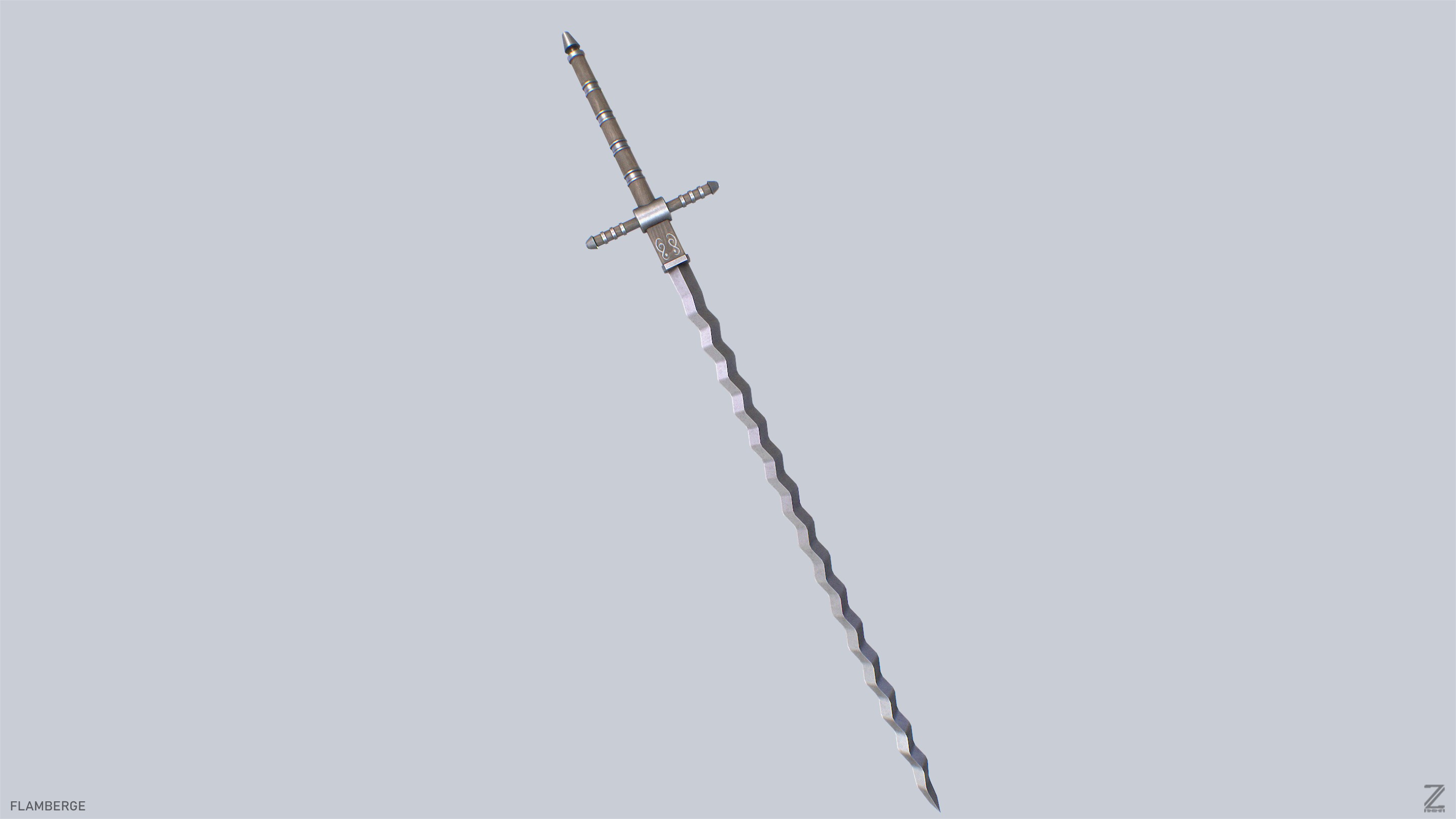 Flamberge Low-poly 3D model_6