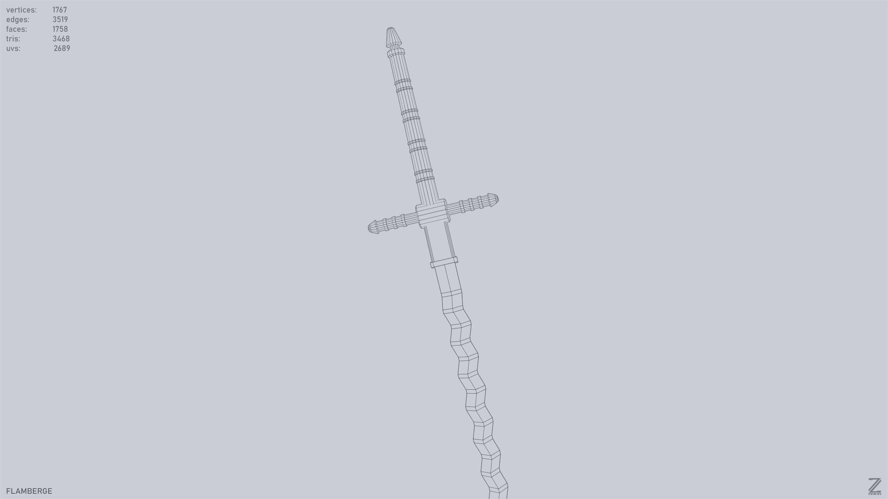 Flamberge Low-poly 3D model_13