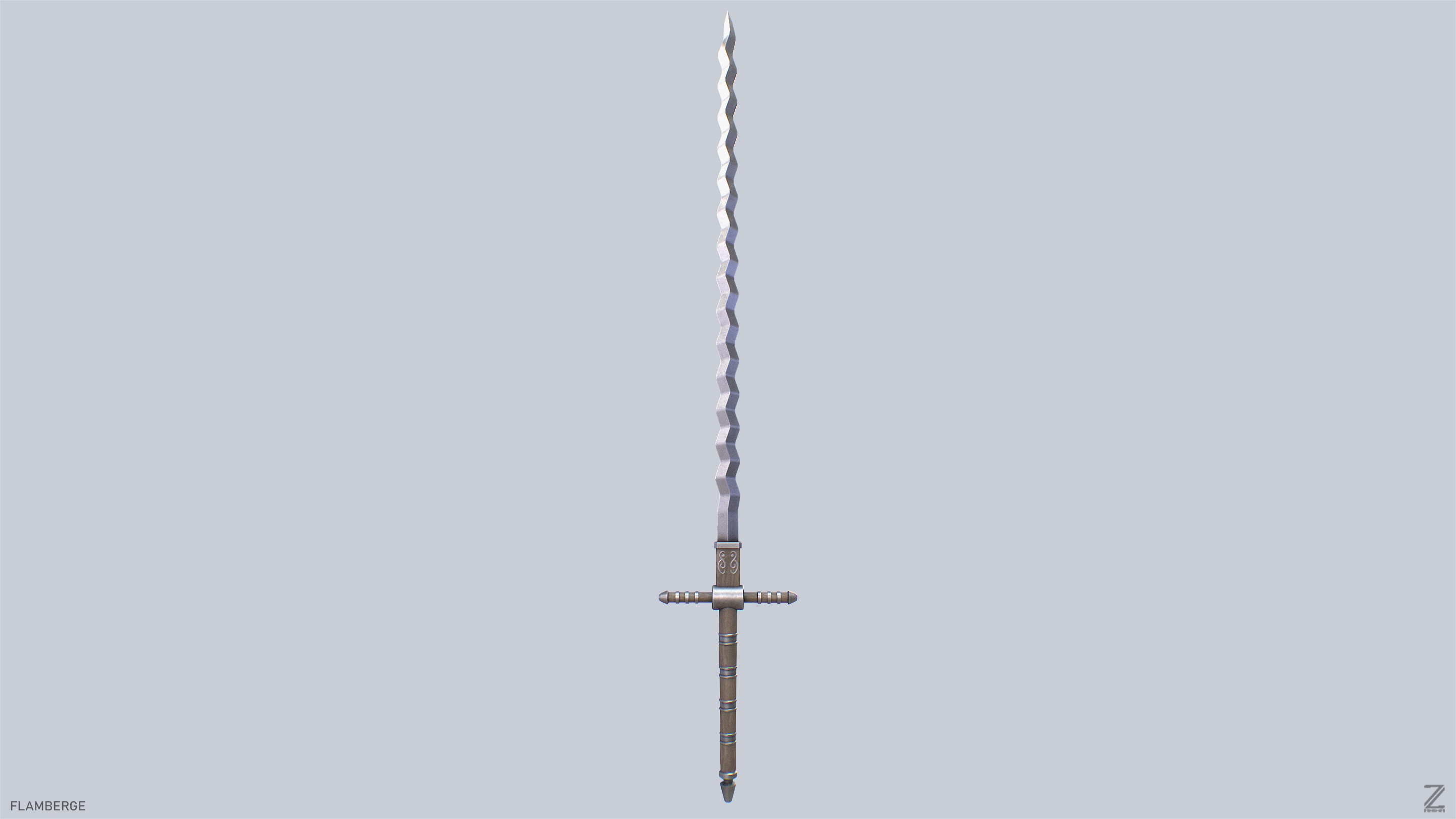 Flamberge Low-poly 3D model_2