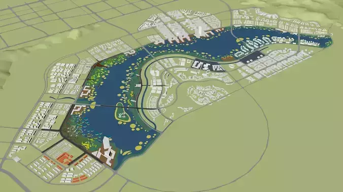 Urban highrise building building ancillary building commercial