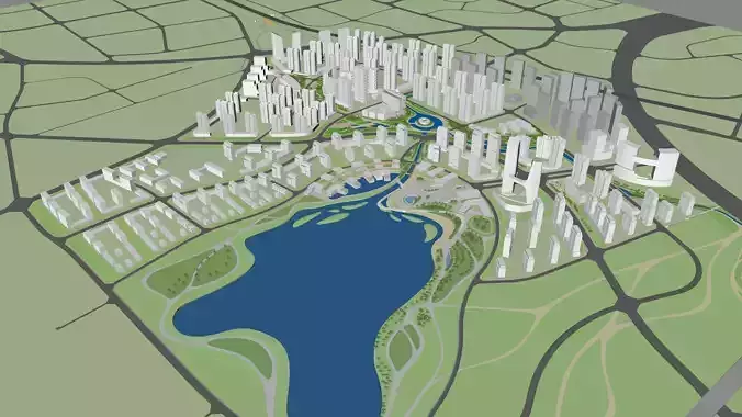 Urban highrise building building ancillary building commercial