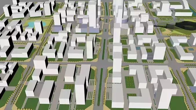 Urban highrise building building ancillary building commercial