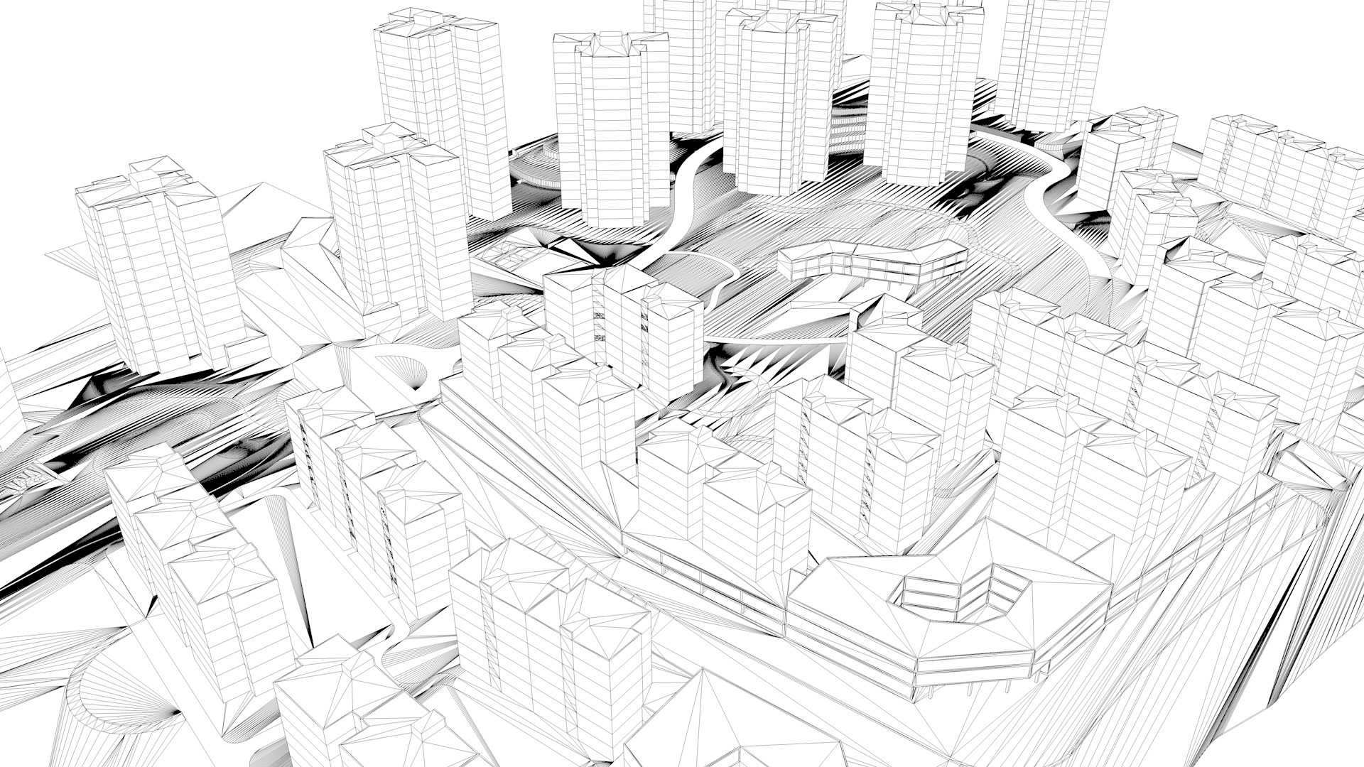 Urban highrise building building ancillary building commercial 3D model_1