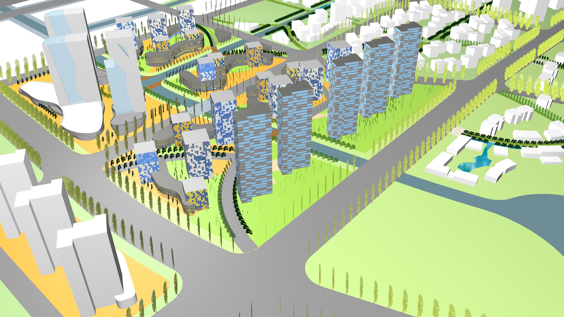 Urban highrise building building ancillary building commercial 3D model_7