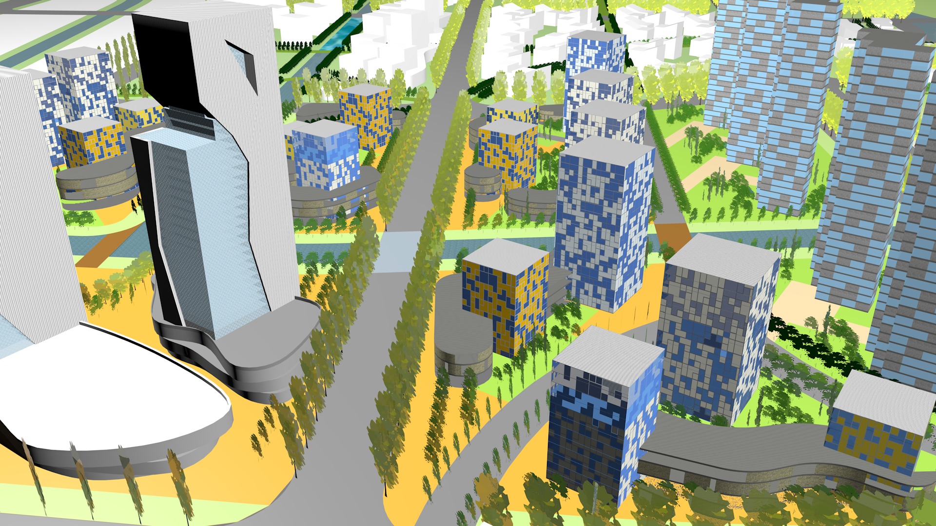 Urban highrise building building ancillary building commercial 3D model_9