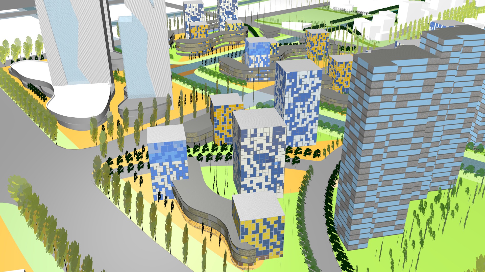 Urban highrise building building ancillary building commercial 3D model_8