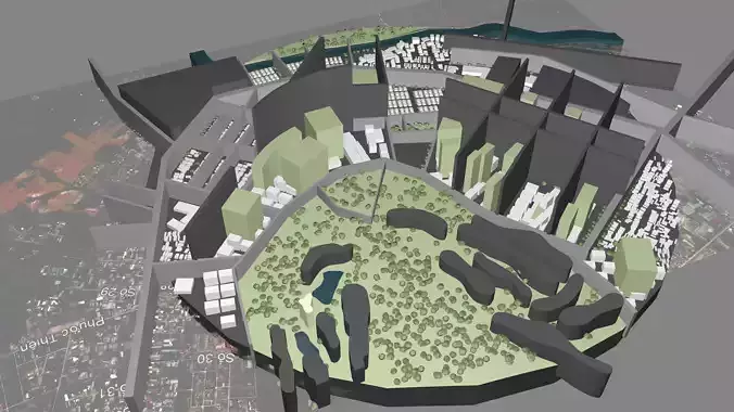 Urban highrise building building ancillary building commercial