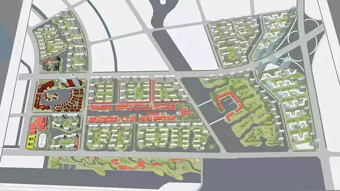 Urban highrise building building ancillary building commercial 3D model