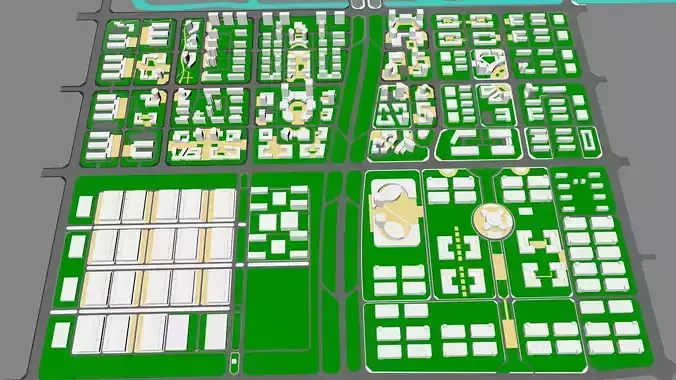 Urban highrise building ancillary building commercial 3D model