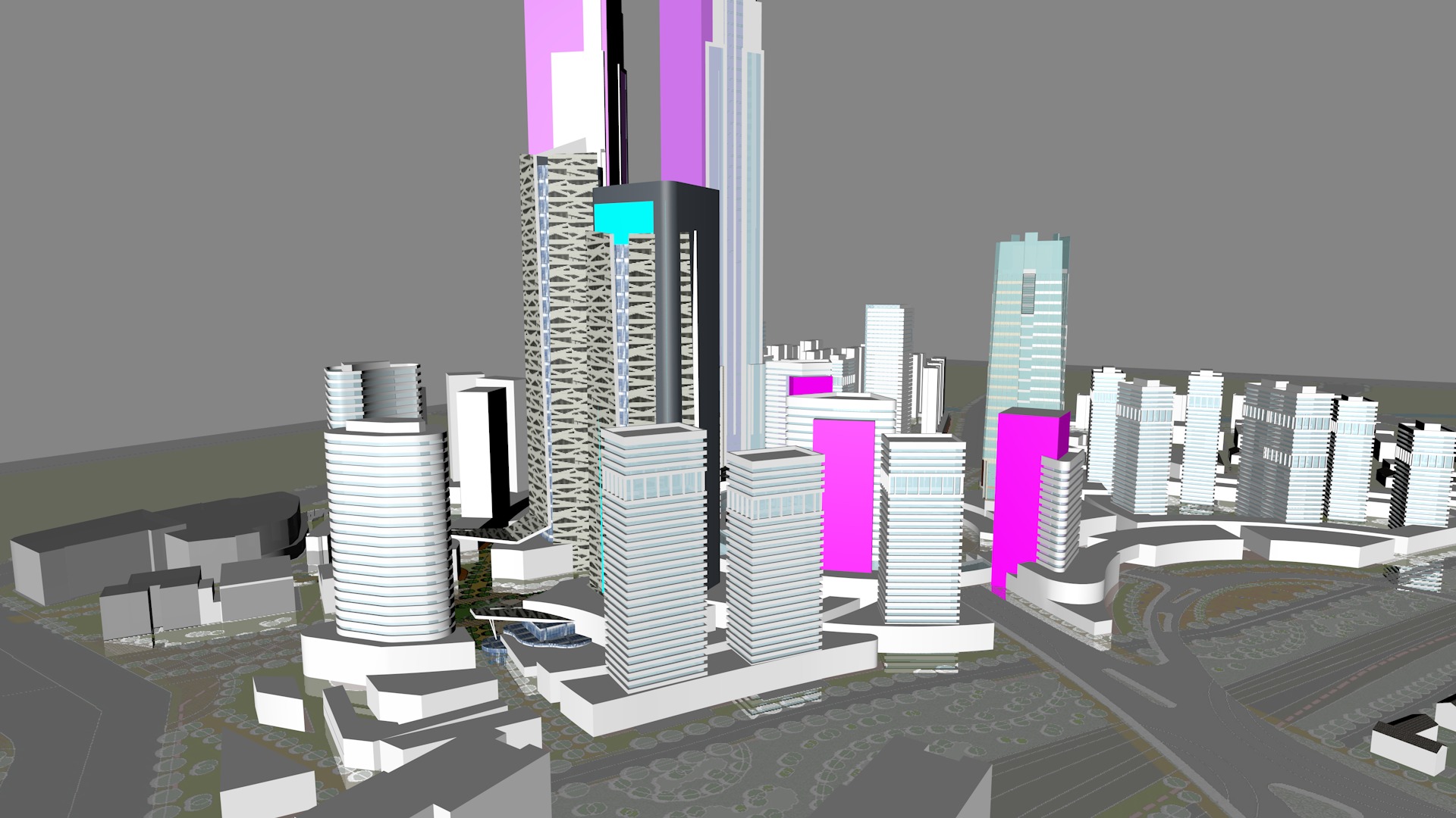 Urban highrise building ancillary building commercial 3D model_10