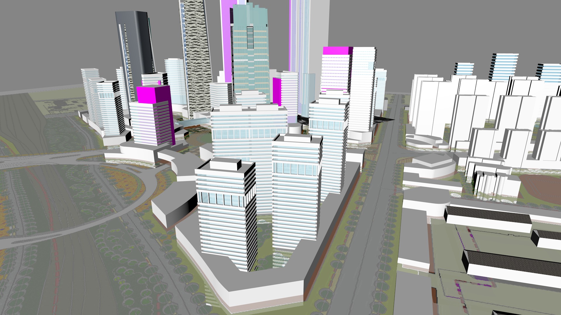 Urban highrise building ancillary building commercial 3D model_7