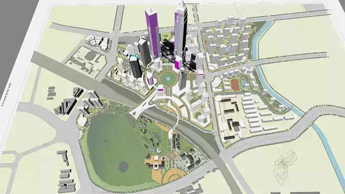 Urban highrise building ancillary building commercial