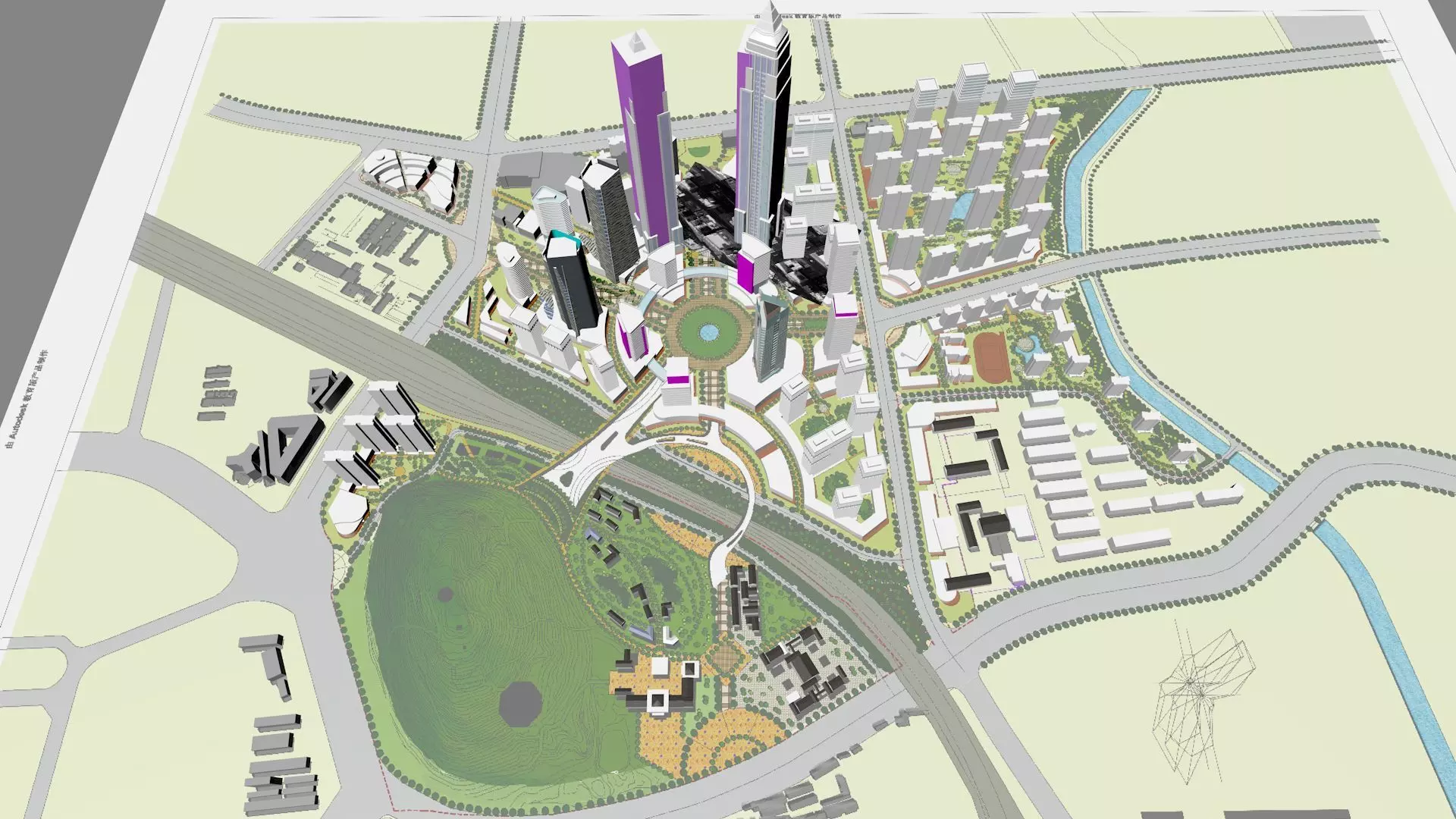 Urban highrise building ancillary building commercial 3D model_0