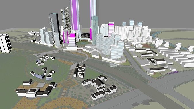 Urban highrise building ancillary building commercial 3D model 7