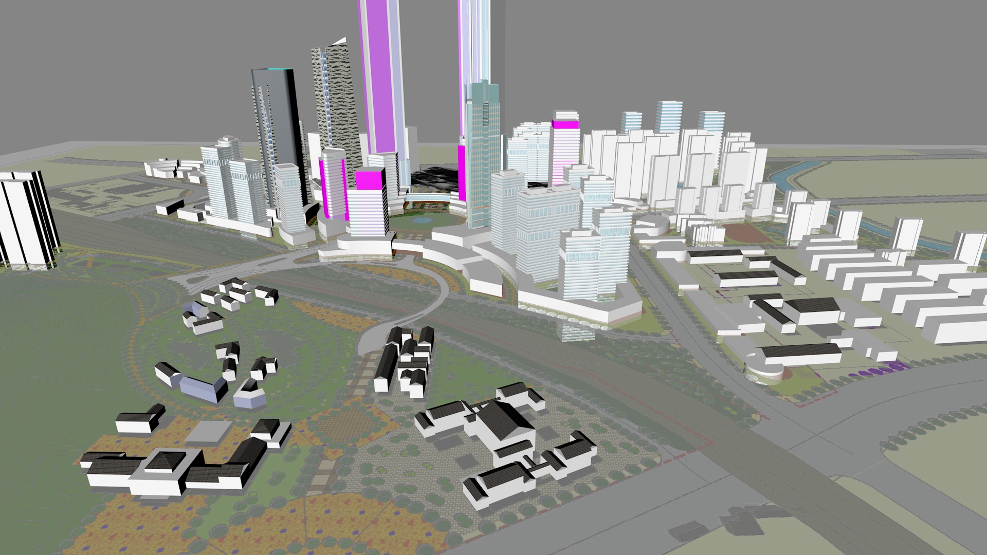 Urban highrise building ancillary building commercial 3D model_6