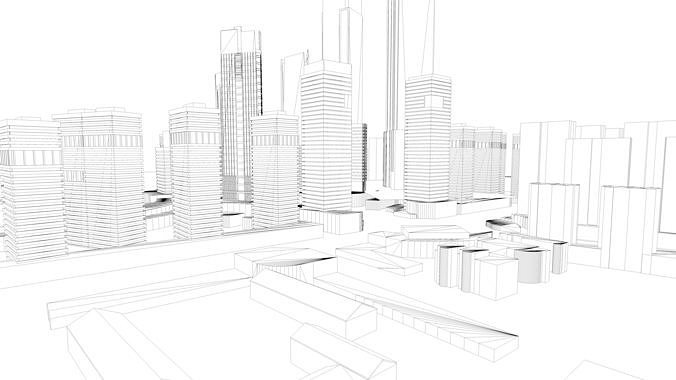 Urban highrise building ancillary building commercial 3D model 4