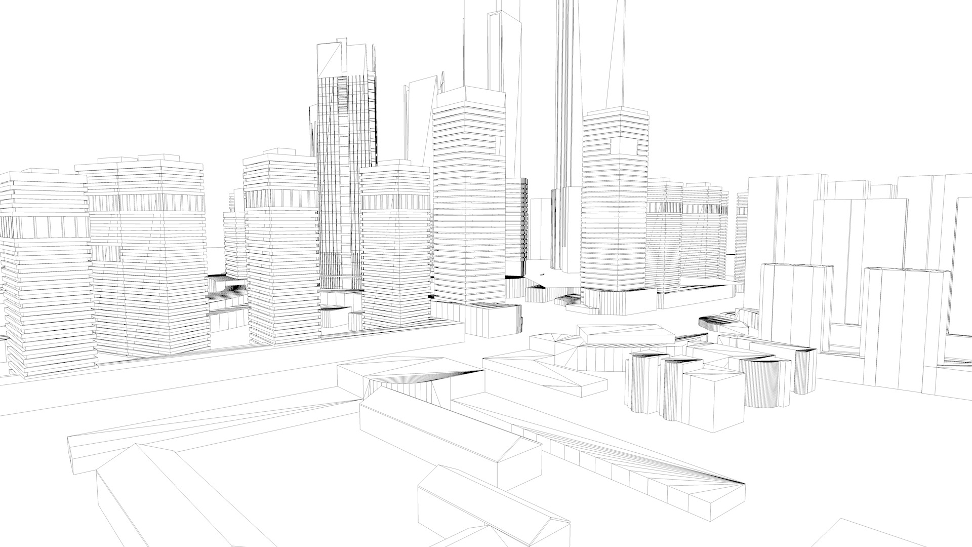 Urban highrise building ancillary building commercial 3D model_3