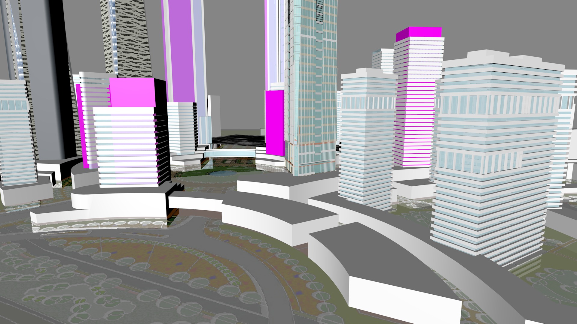 Urban highrise building ancillary building commercial 3D model_9