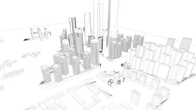 Urban highrise building ancillary building commercial 3D model 5