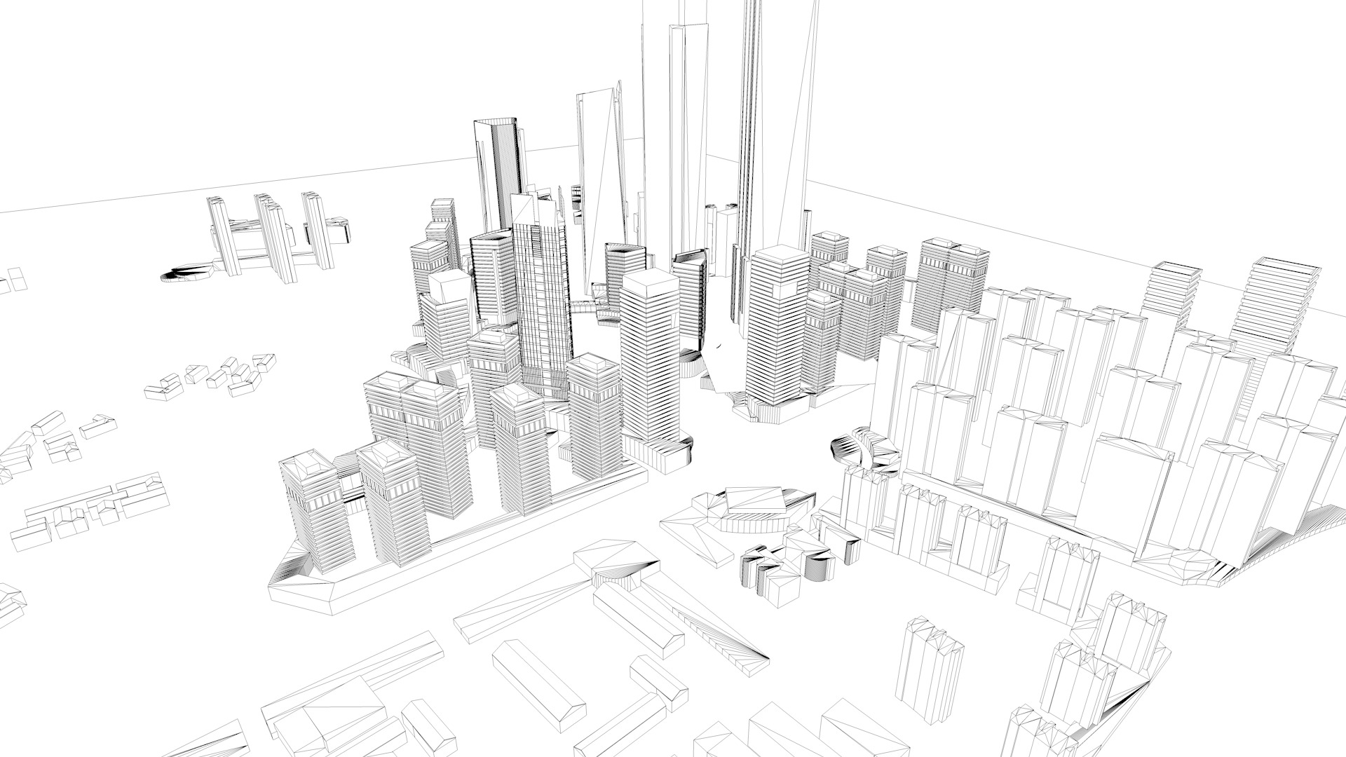 Urban highrise building ancillary building commercial 3D model_4