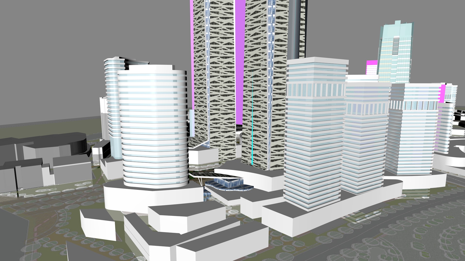 Urban highrise building ancillary building commercial 3D model_11