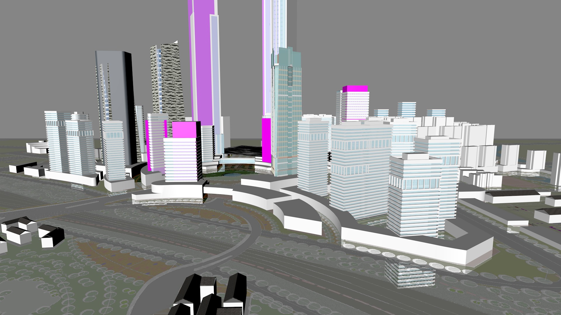 Urban highrise building ancillary building commercial 3D model_8