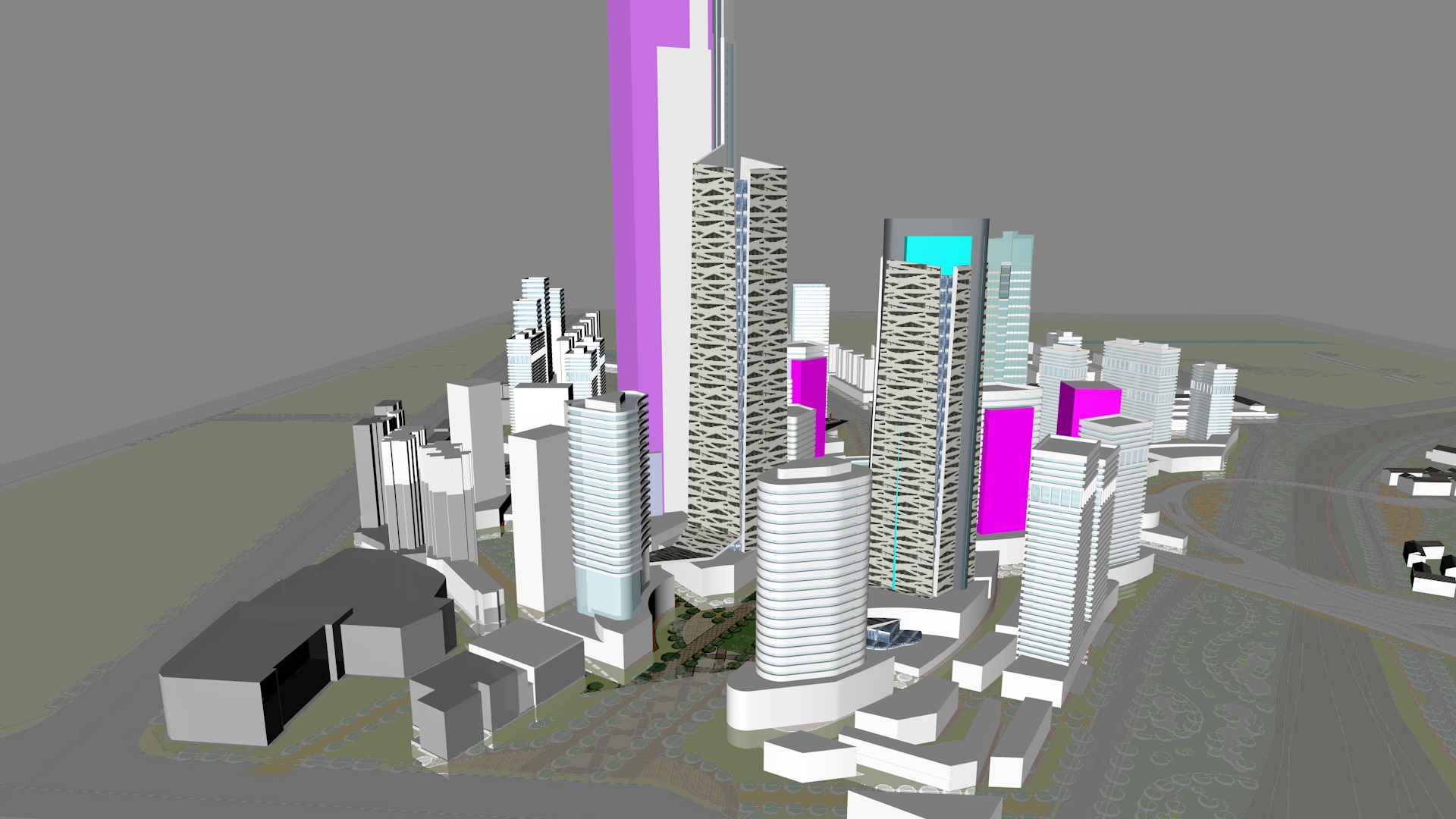 Urban highrise building ancillary building commercial 3D model_12