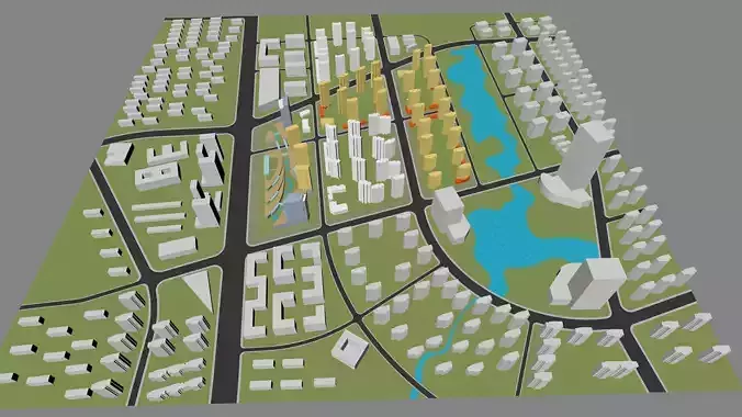 Urban highrise building ancillary building commercial building