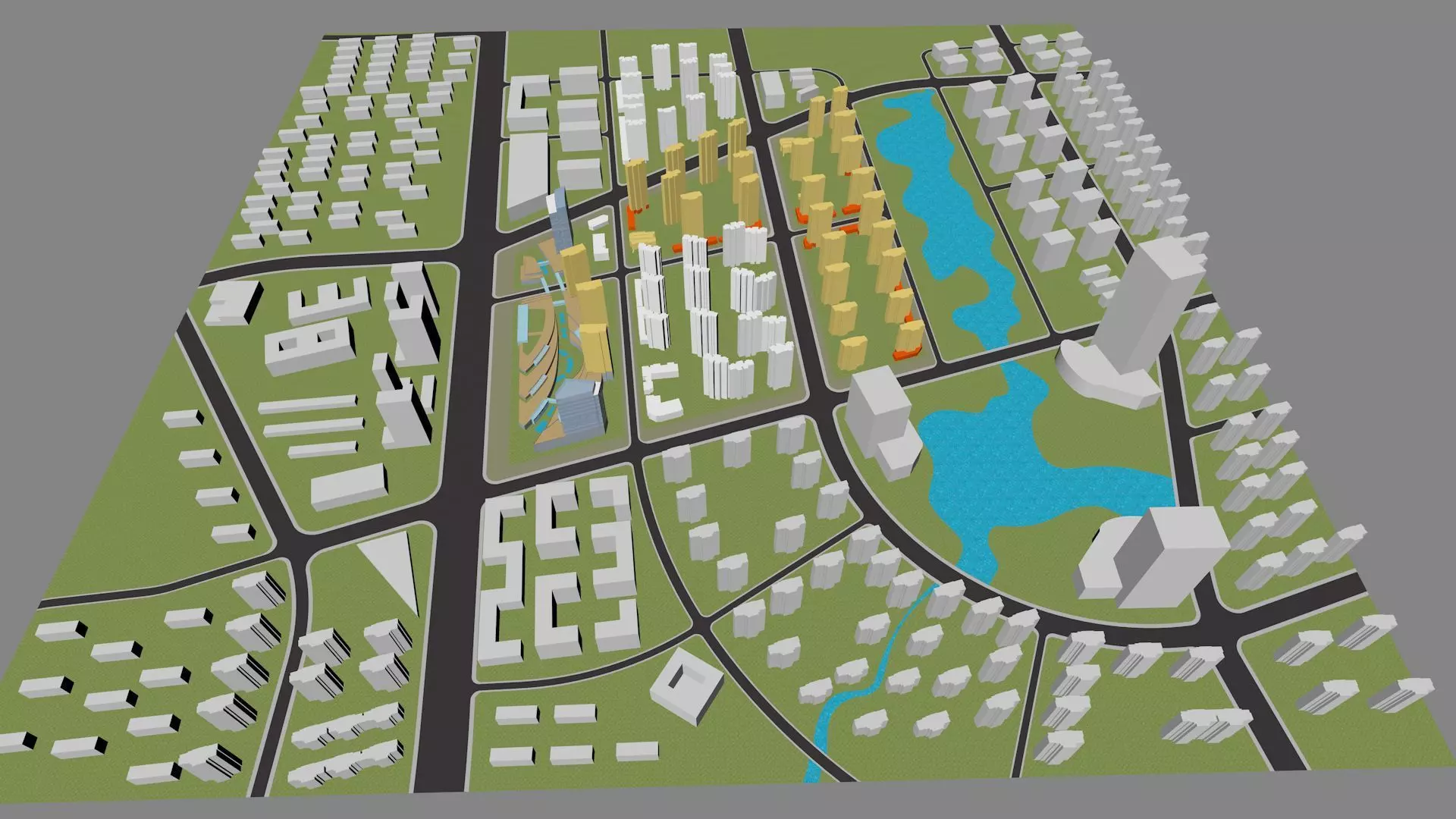 Urban highrise building ancillary building commercial building 3D model_0