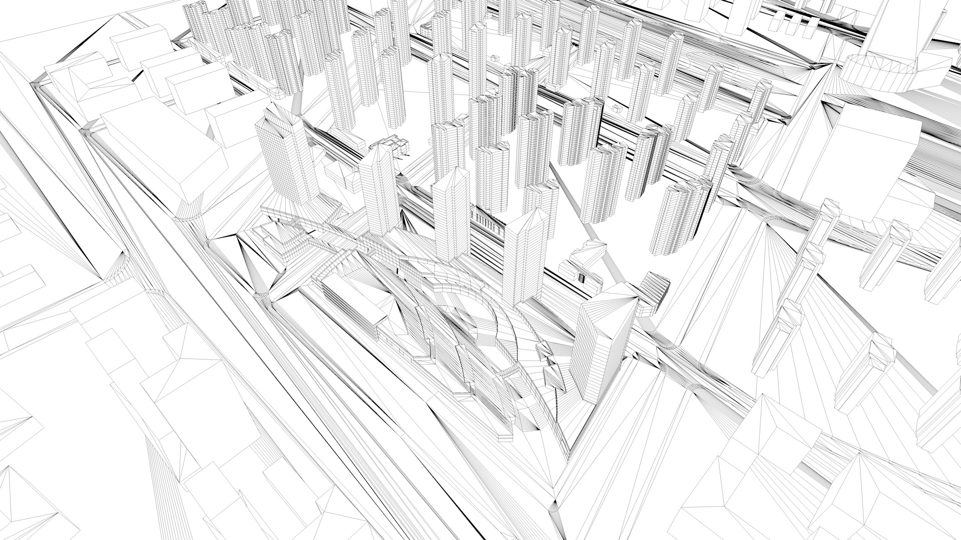 Urban highrise building ancillary building commercial building 3D model_7