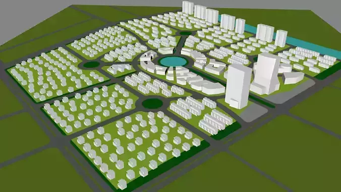 Urban highrise building  ancillary building commercial