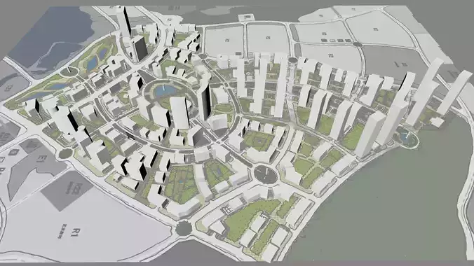 Urban highrise building ancillary building commercial