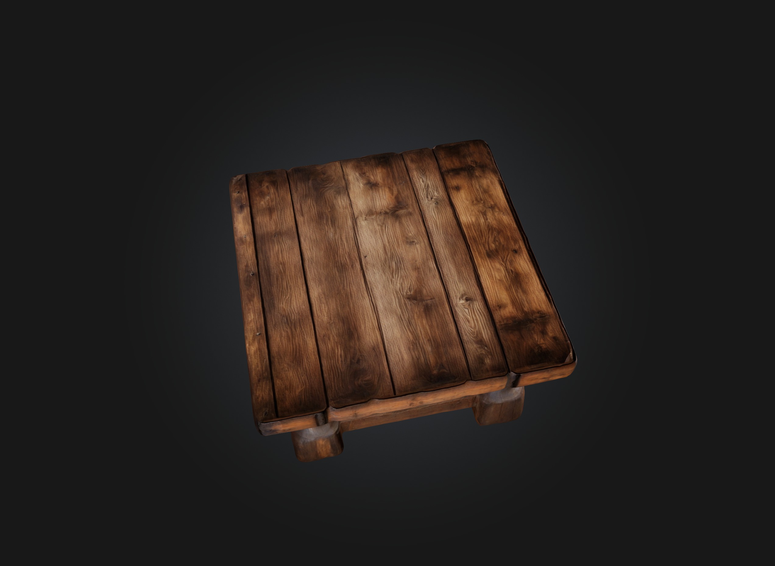 An old wooden table Low-poly 3D model_3