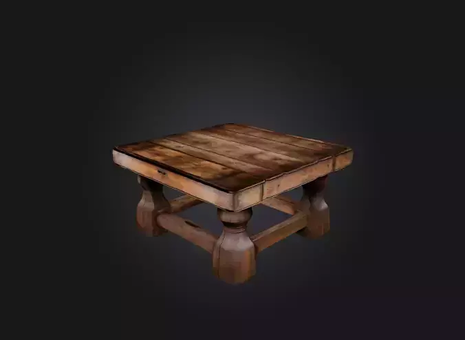 An old wooden table Low-poly 3D model