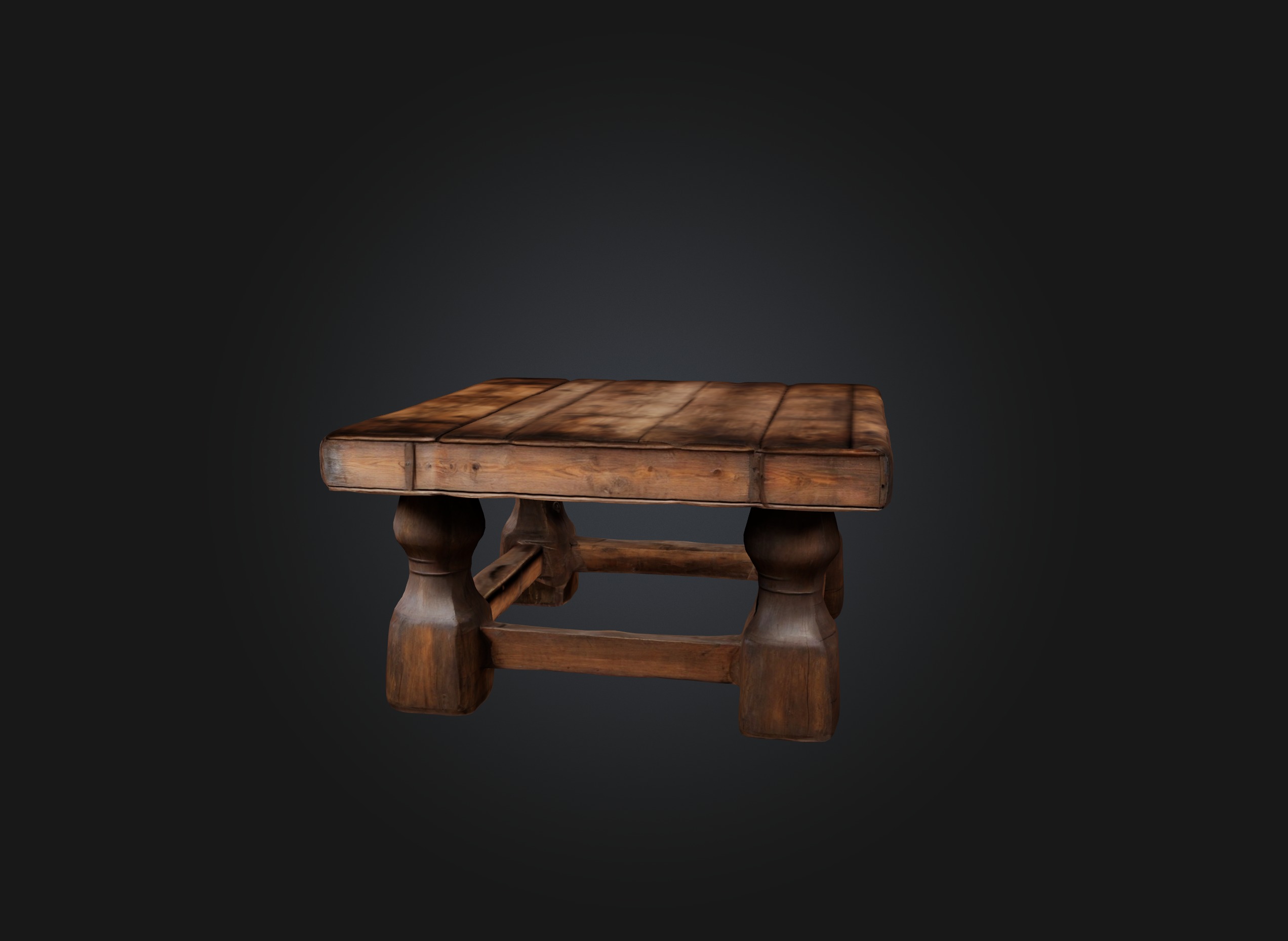 An old wooden table Low-poly 3D model_4