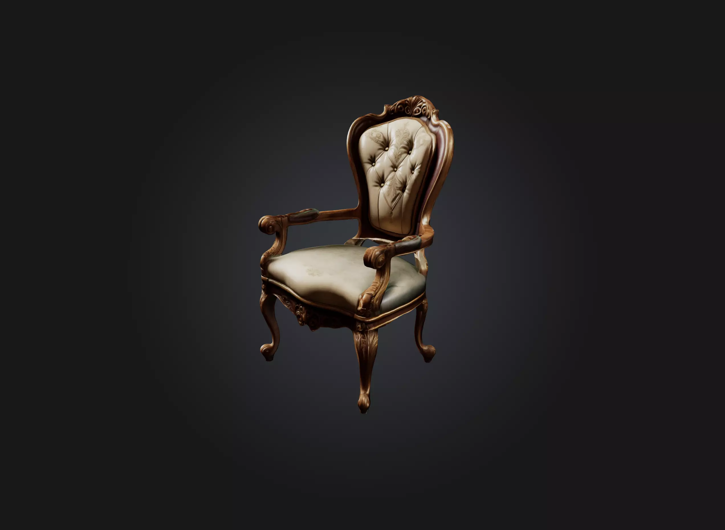  Vintage chair Low-poly 3D model_0