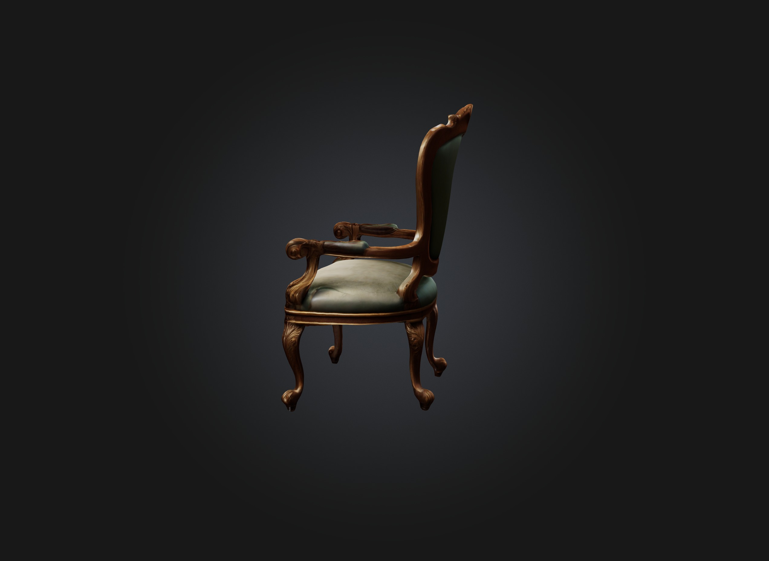  Vintage chair Low-poly 3D model_4
