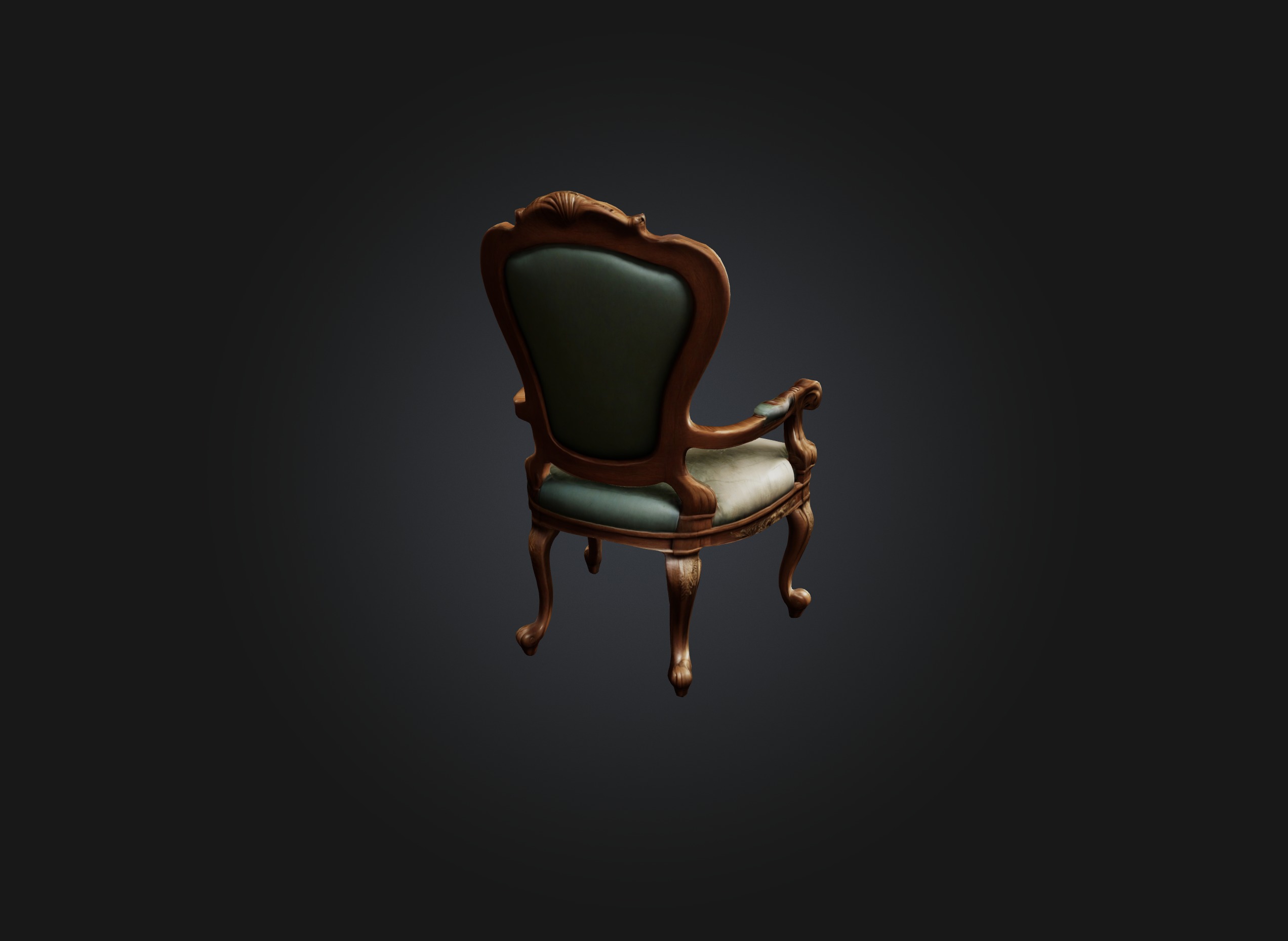  Vintage chair Low-poly 3D model_2