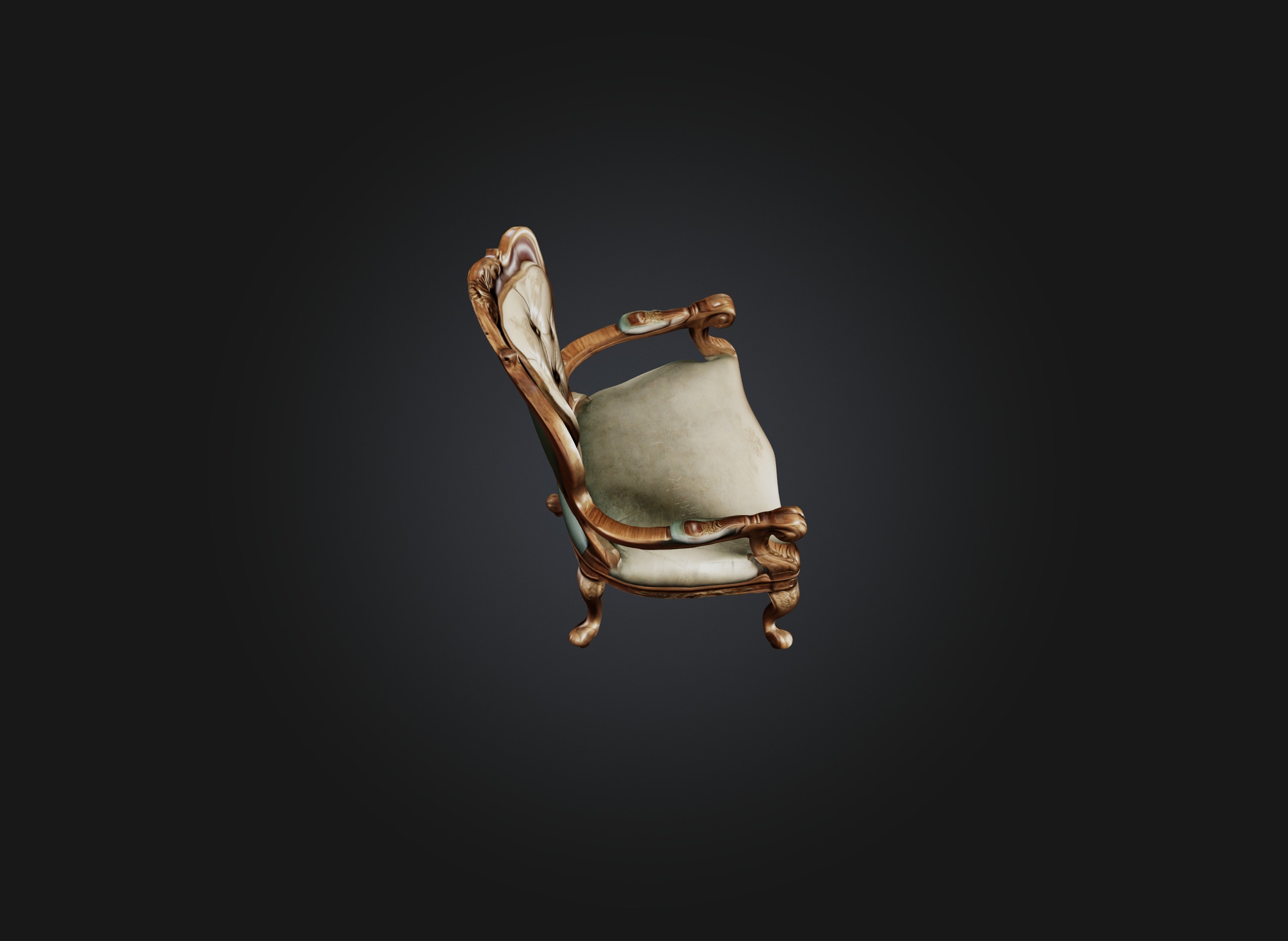  Vintage chair Low-poly 3D model_3