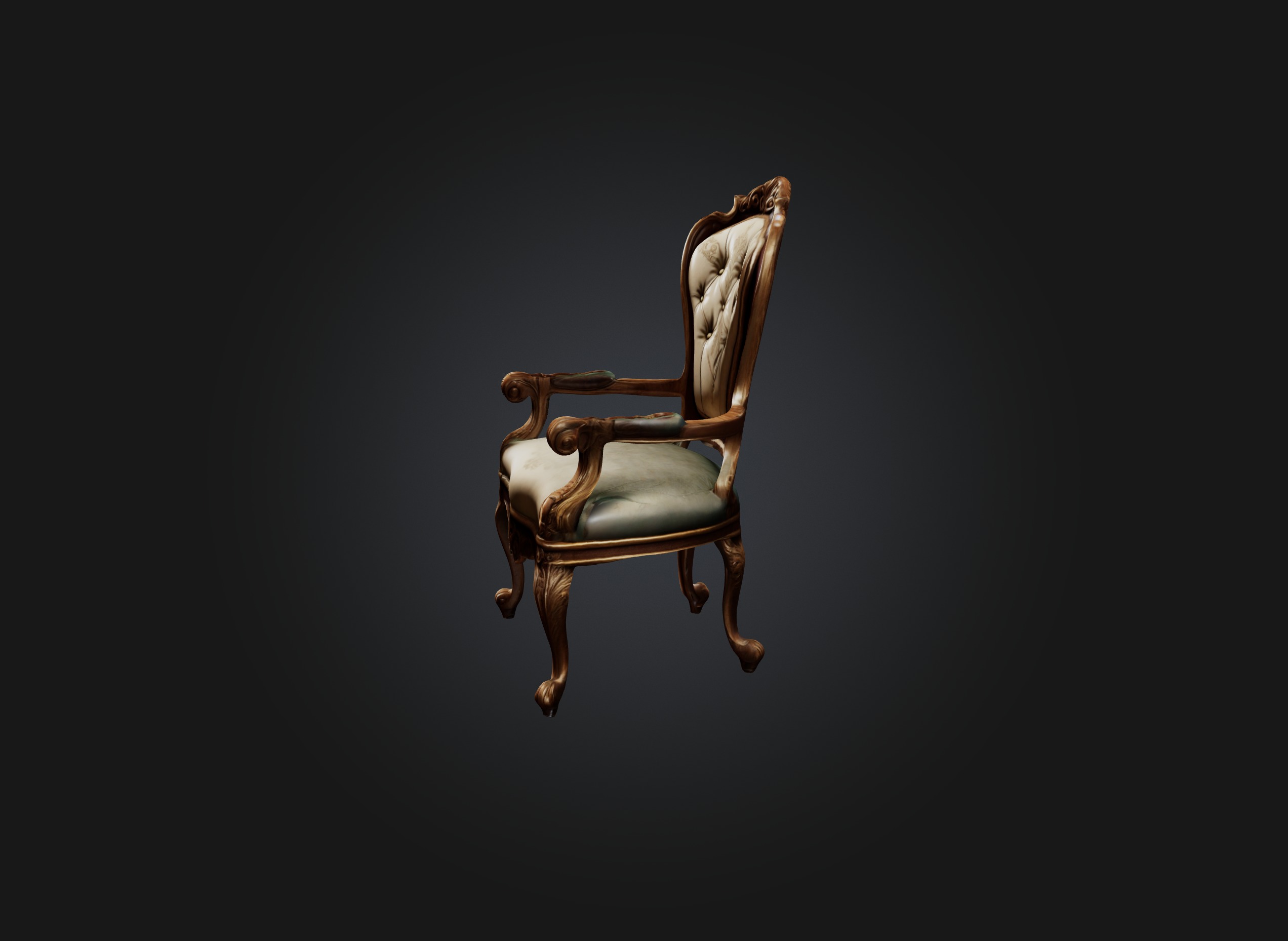 Vintage chair Low-poly 3D model_1