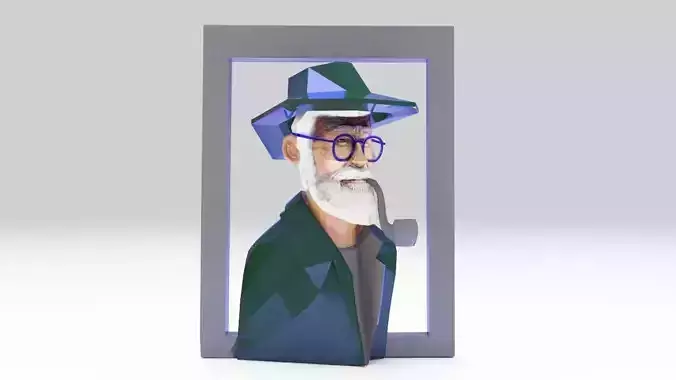 grandfather man head 2k texture lowpoly STL