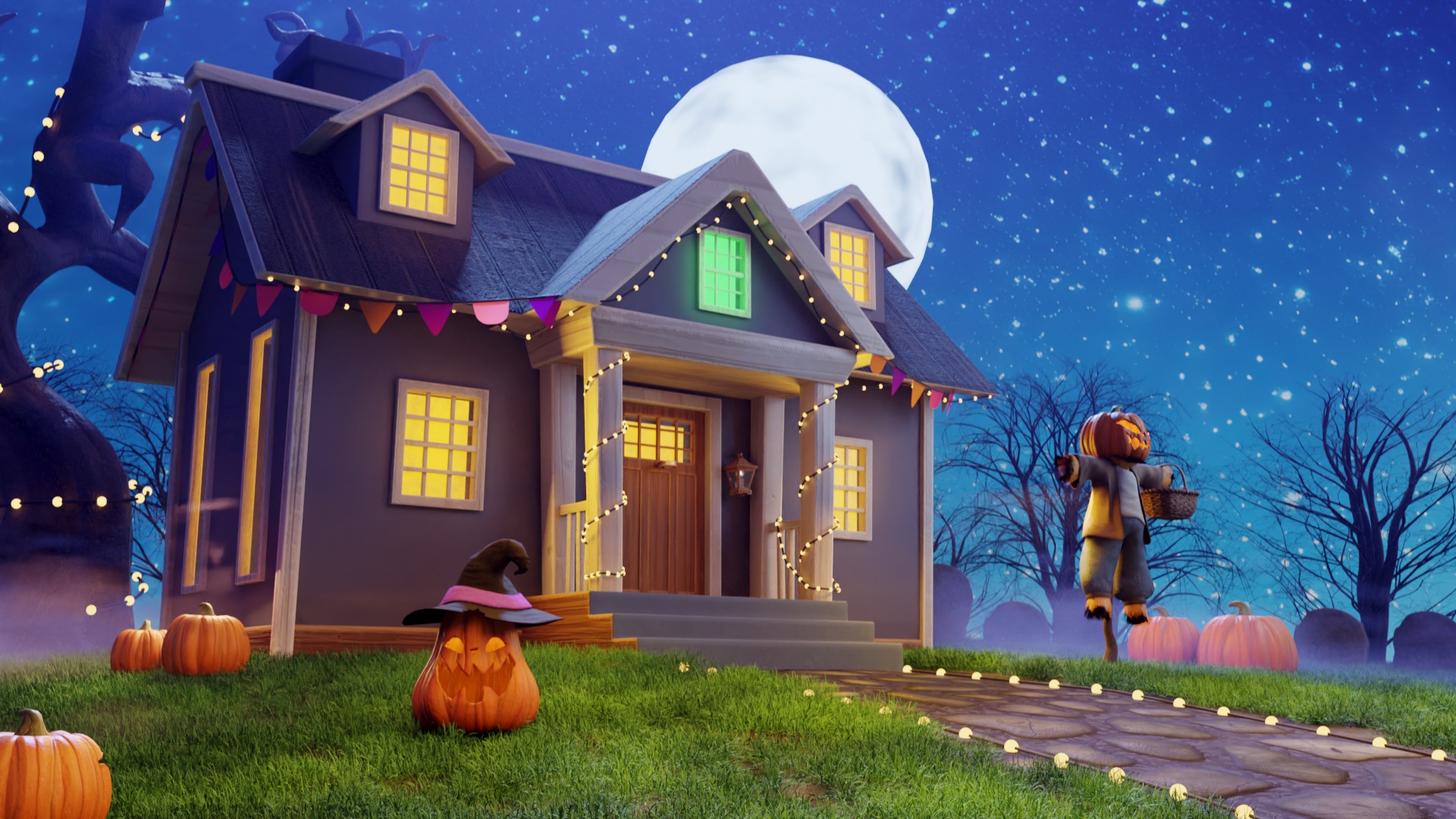 Cartoon Spooky Halloween Props Bundle Pack 3D model_2