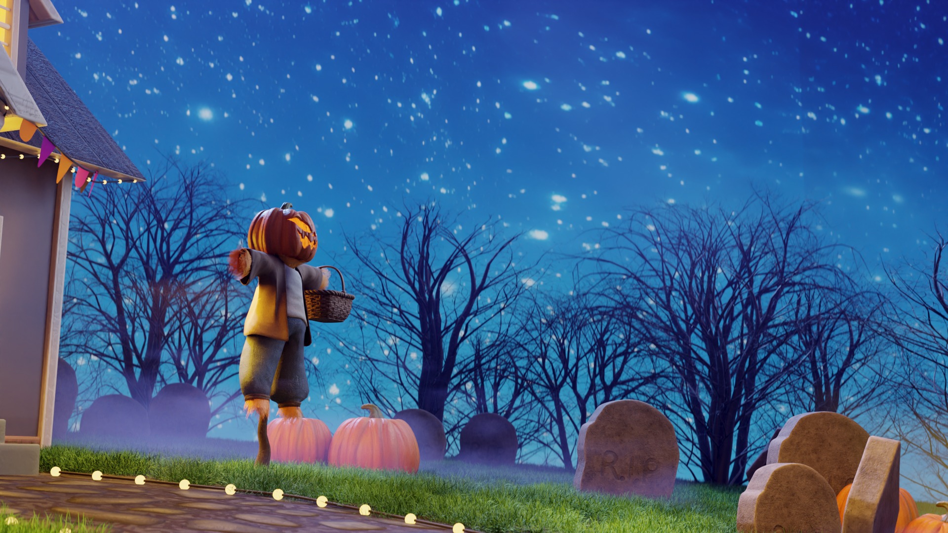 Cartoon Spooky Halloween Props Bundle Pack 3D model_3