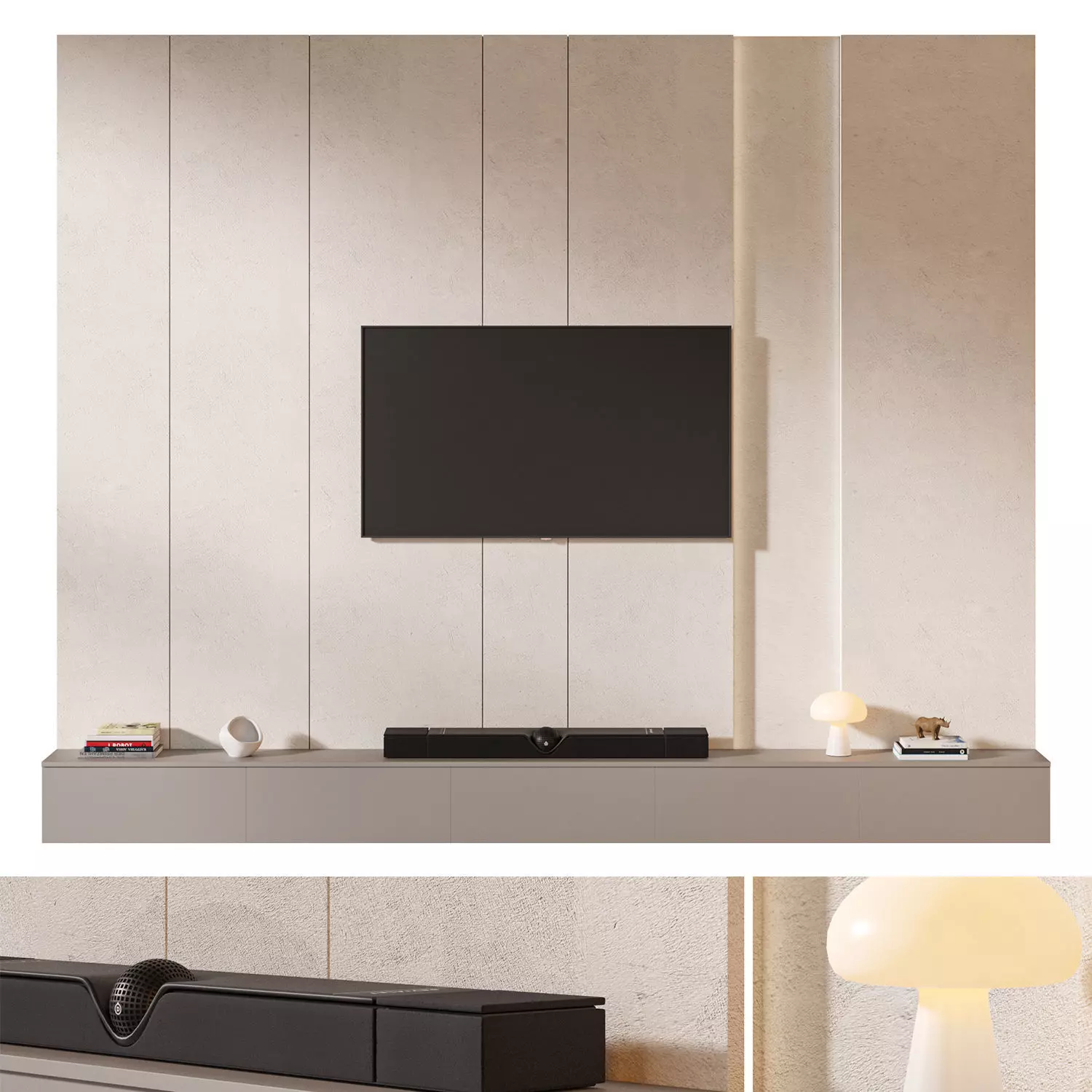 TV wall set 04 3D model_0