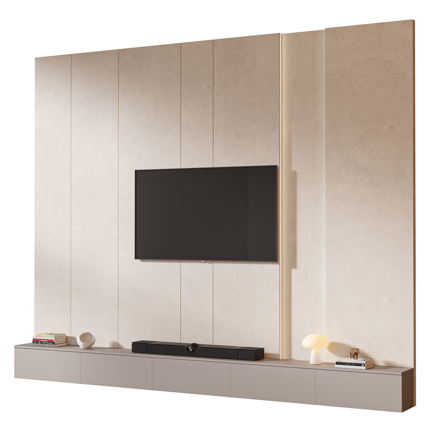 TV wall set 04 3D model_2
