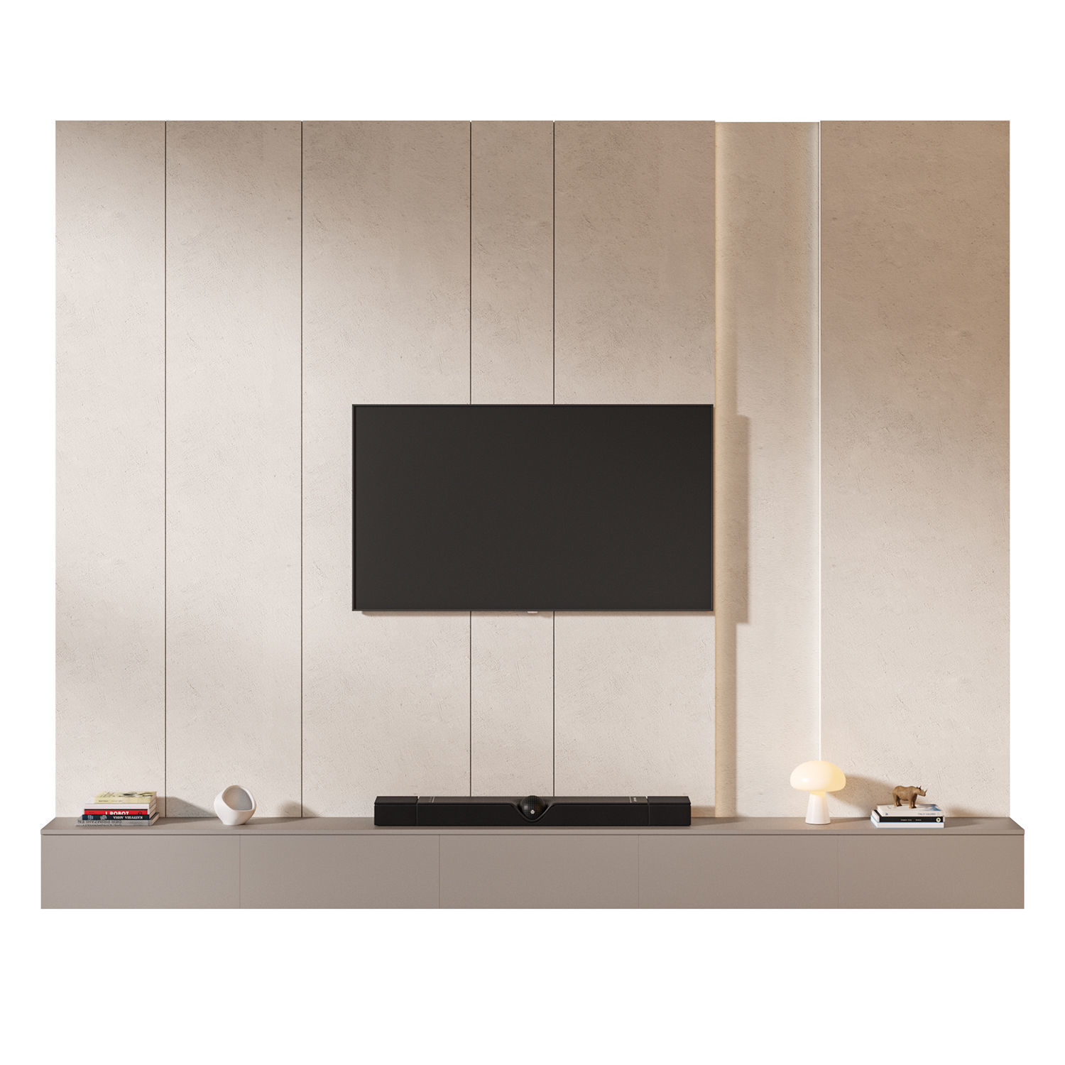 TV wall set 04 3D model_1