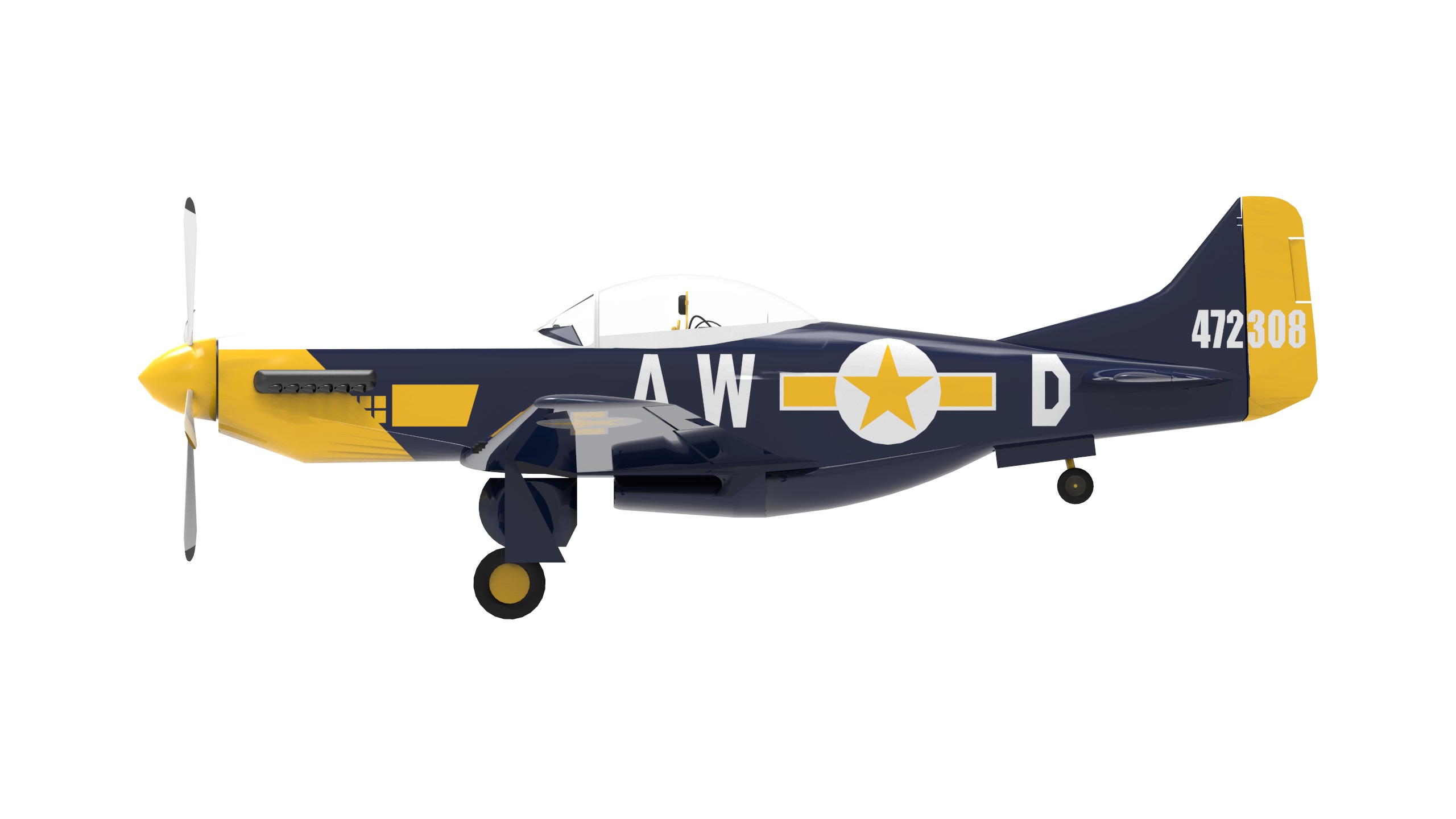 P-51 D MUSTANG  Low-poly 3D model_1