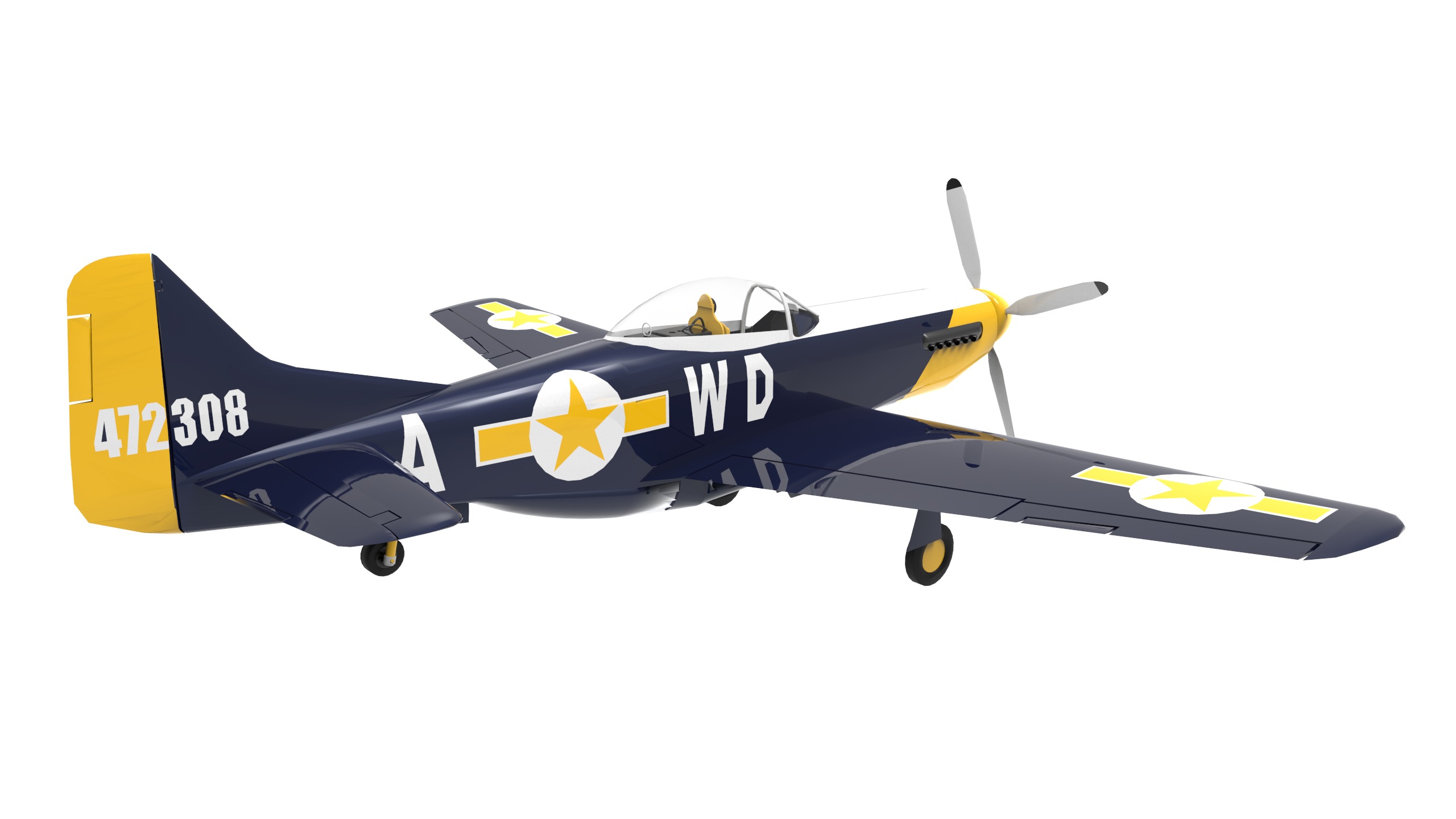 P-51 D MUSTANG  Low-poly 3D model_7