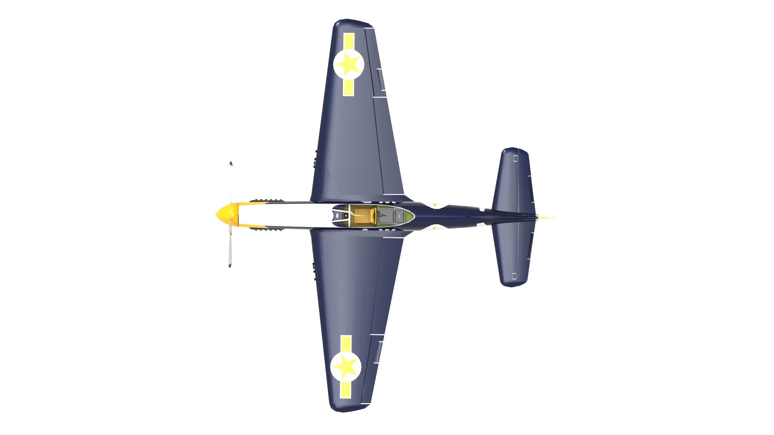 P-51 D MUSTANG  Low-poly 3D model_5