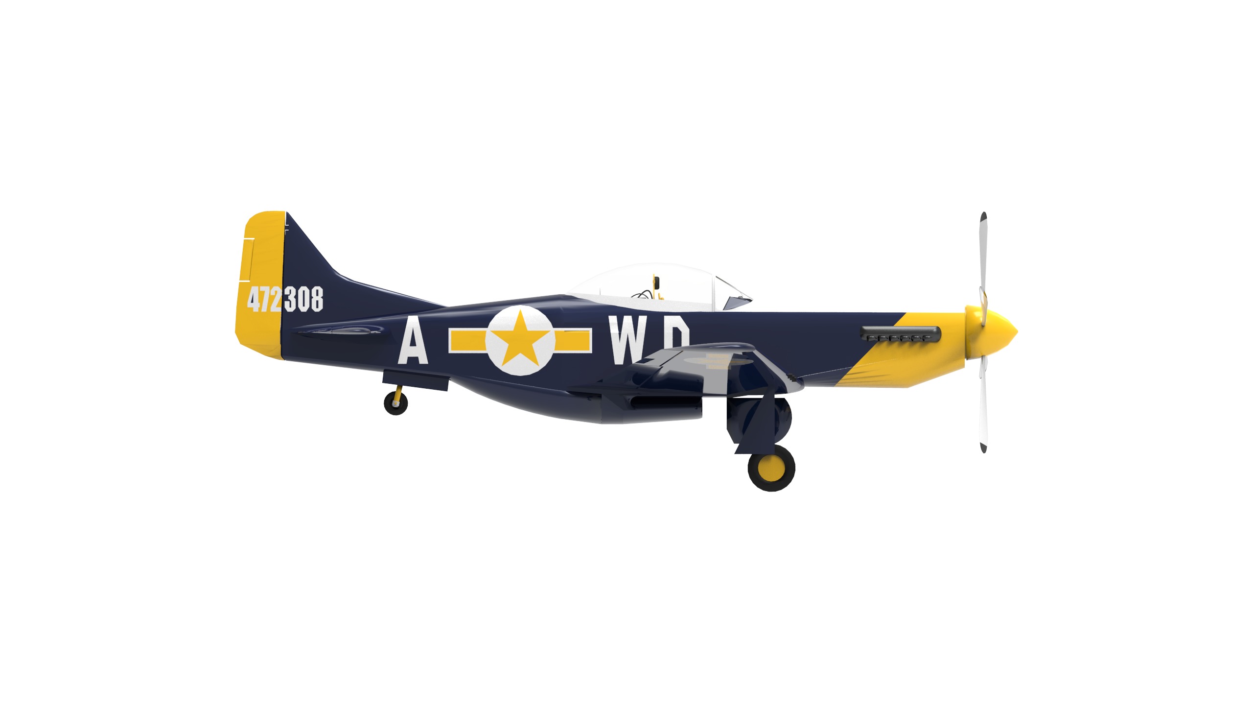 P-51 D MUSTANG  Low-poly 3D model_2